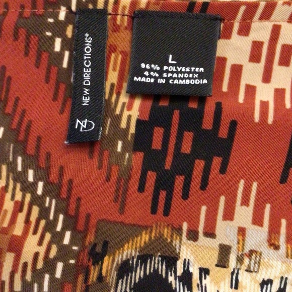 New Directions Womens Boho Brown Stretch Bell Sleeve Blouse Size Large - Picture 5 of 6